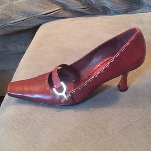 Gently used BCBG red leather pumps